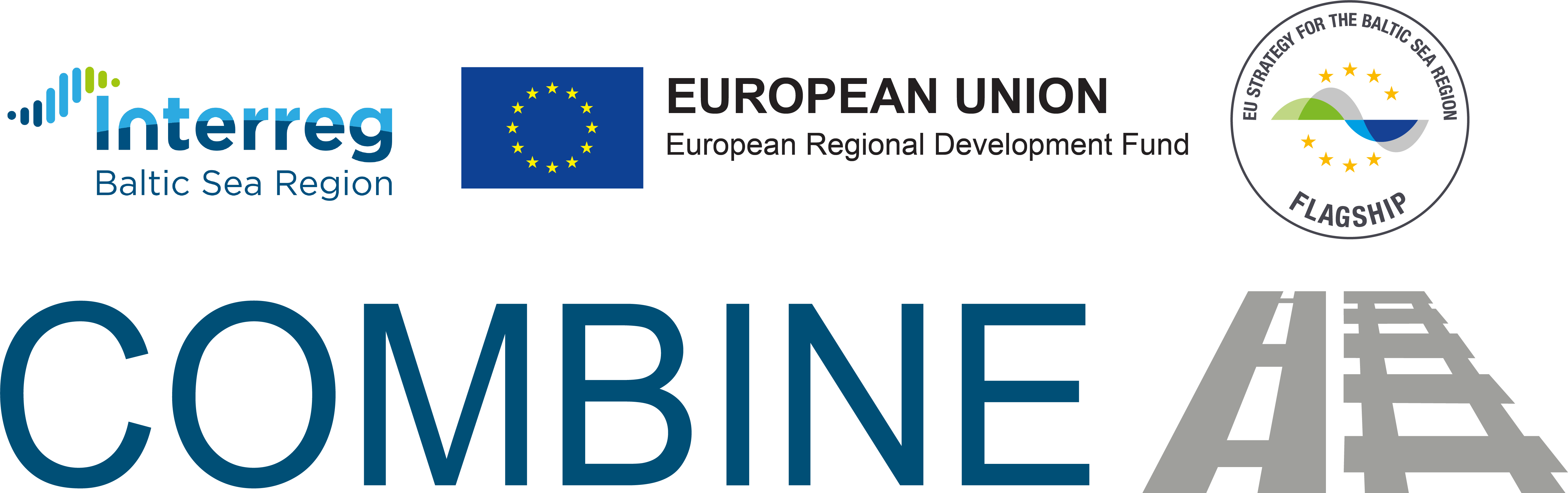 Logotype Combine märkt med finansiärer till projektet: EU, Interreg och flagship.