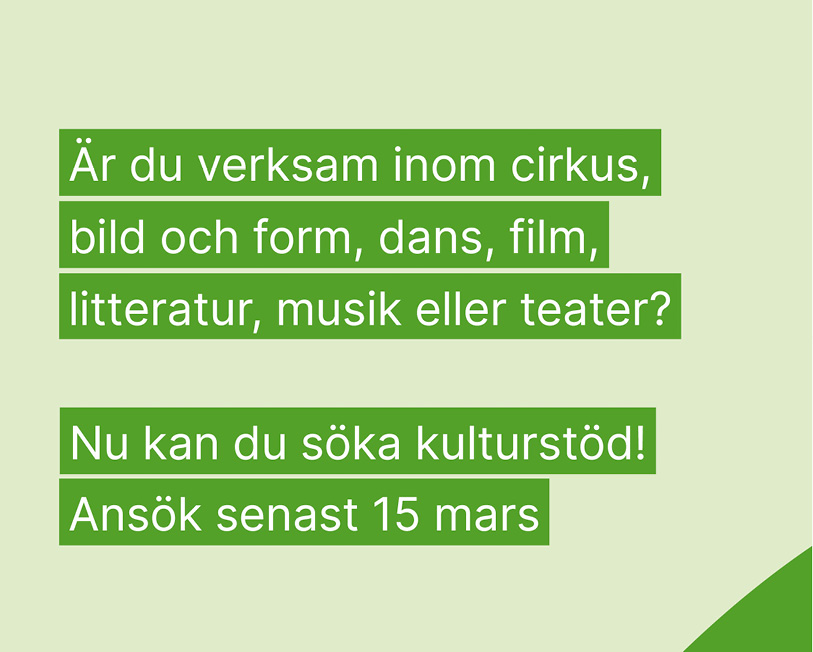 Är du verksam inom bild och form, cirkus, dans, film, litteratur, musik eller teater?