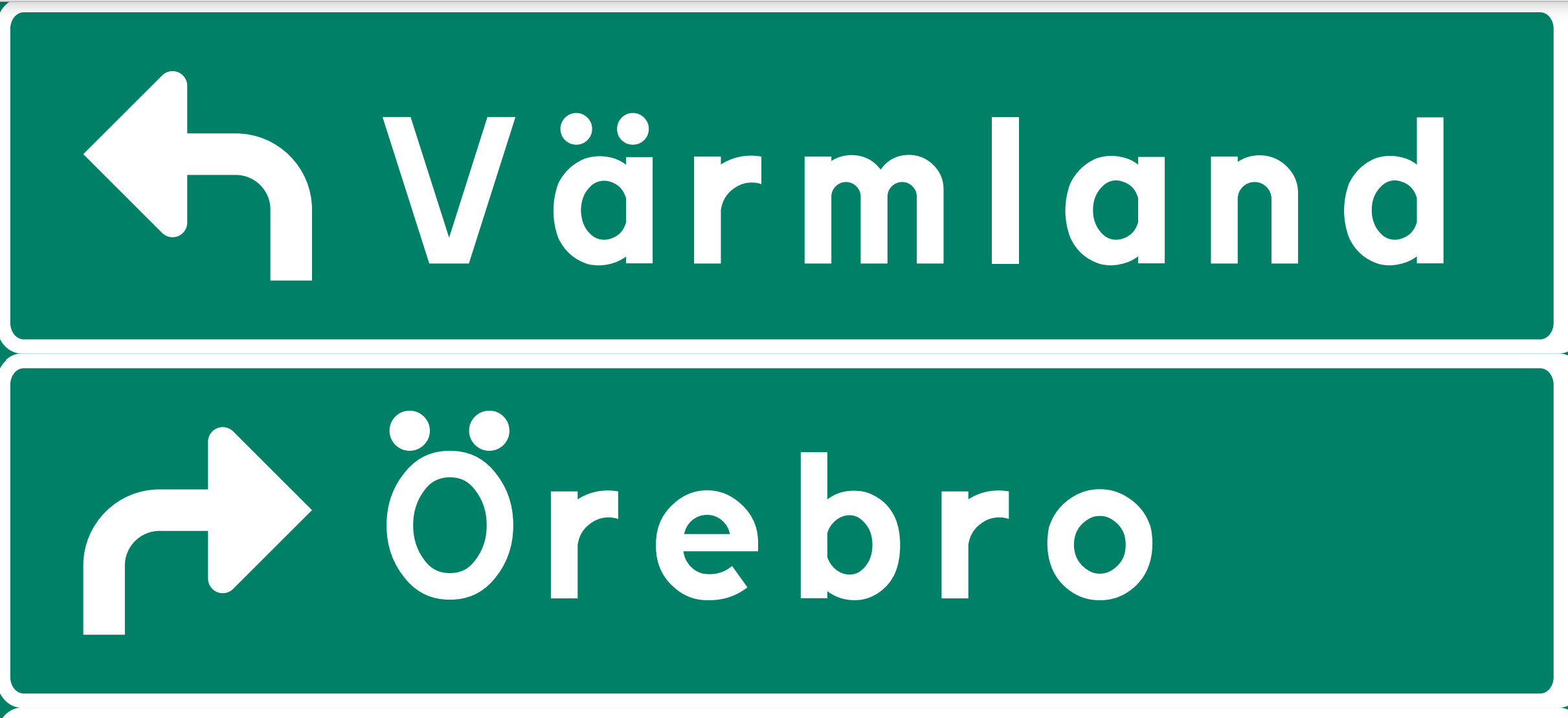 Trafikskylt med texten Örebro och Värmland