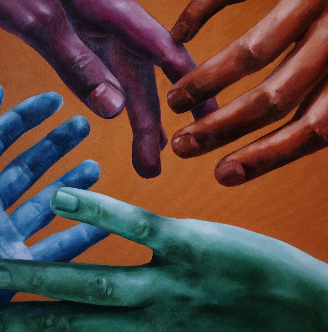Målning av flerfärgade händer