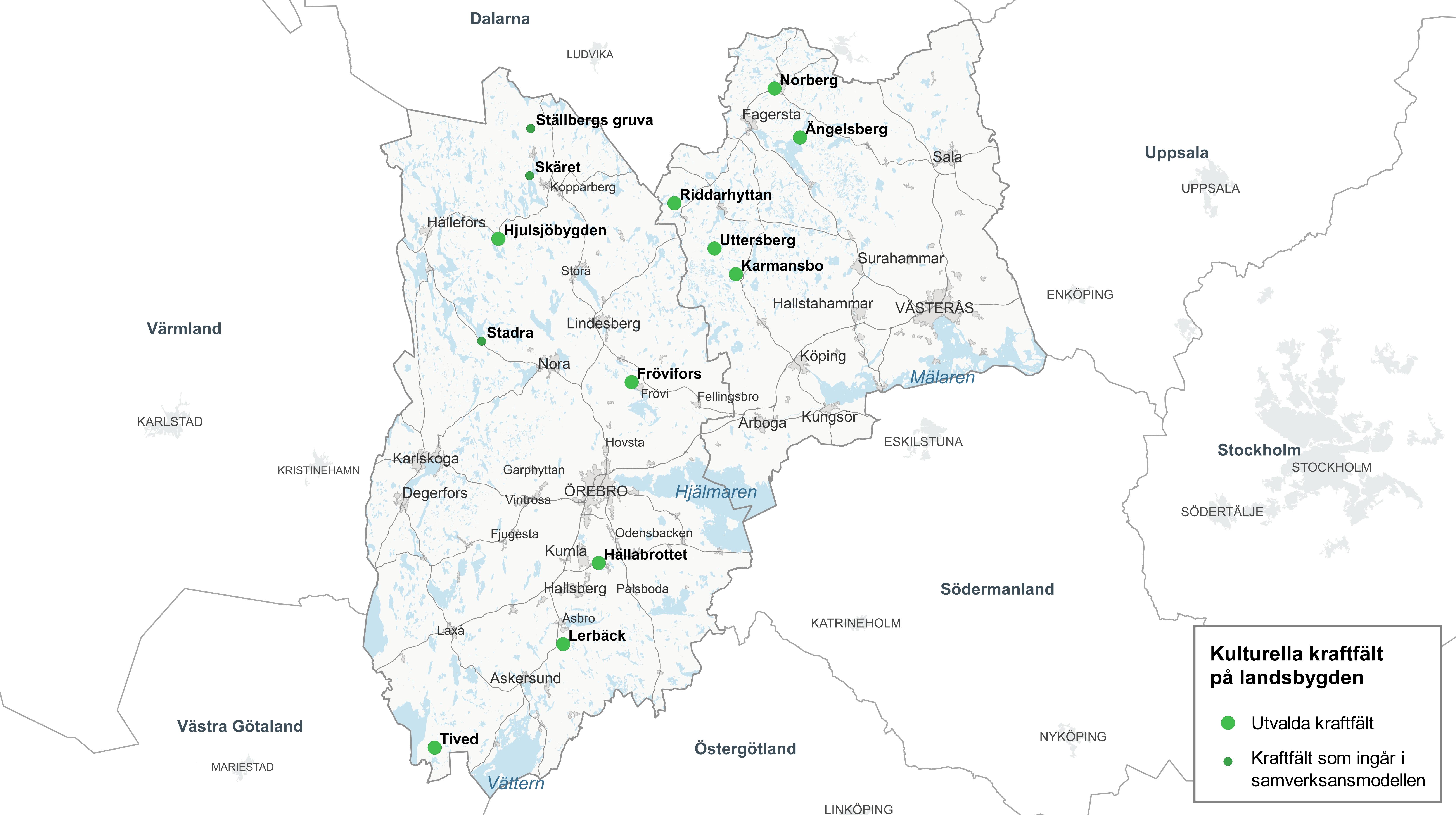 Kartbild Örebro och Västmanlands län